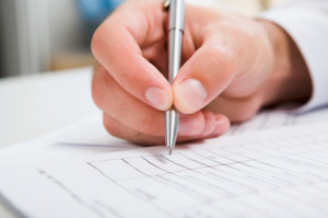 Filling out paperwork