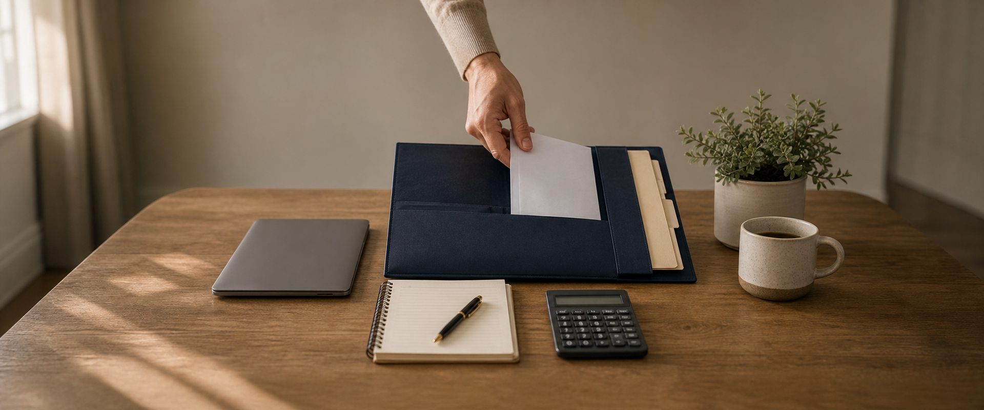 Disorganized bills being sorted into neat folders, representing the debt relief and fresh start from Chapter 7 bankruptcy
