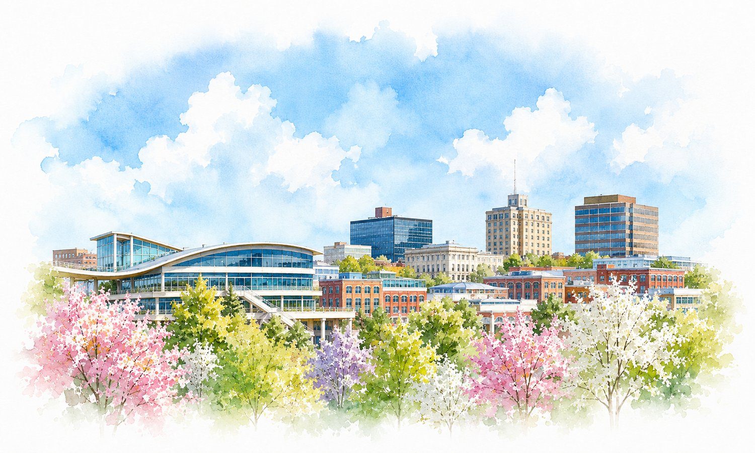 High Point, North Carolina skyline in spring