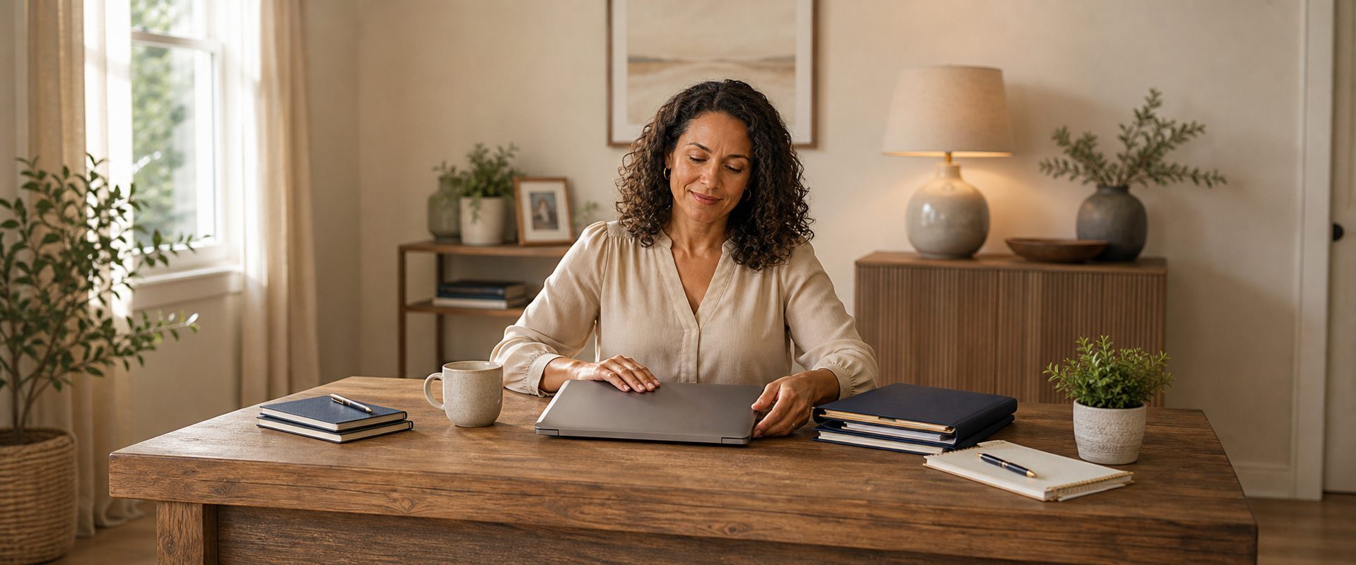 Person relaxing at home in the evening with phone set aside, representing the peace of mind after stopping creditor harassment through bankruptcy
